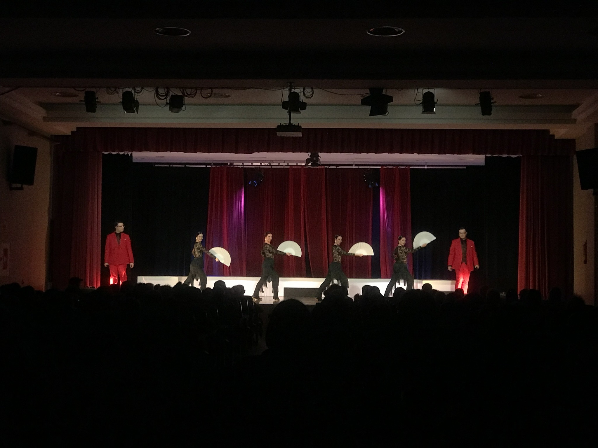 Vista del escenario durante la celebración de un espectáculo musical con grupo de baile