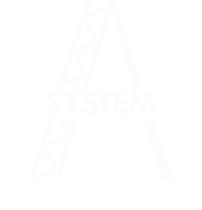 Logotipo de A-System Producciones Audiovisuales en color blanco