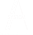 Logotipo de A-System Producciones Audiovisuales en color blanco